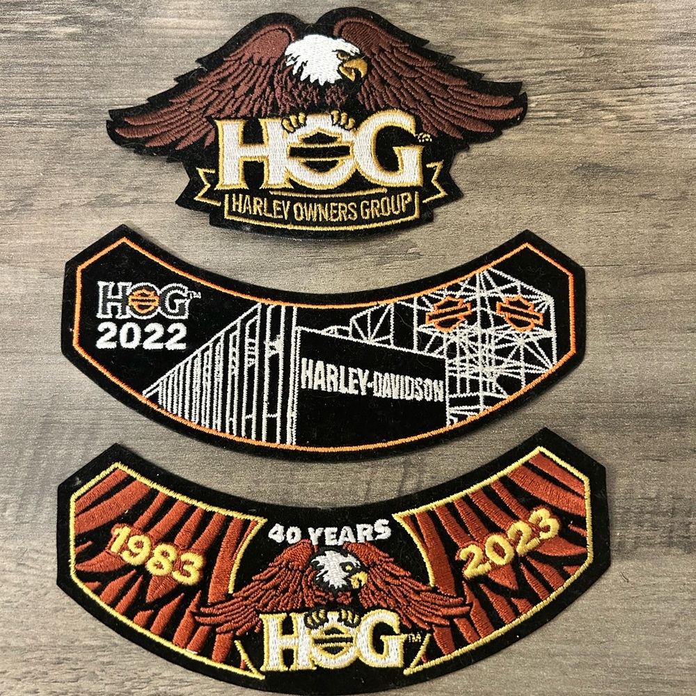 Lot of 3 Harley-Davidson HOG Patches #H44. 2022 2023 40 years